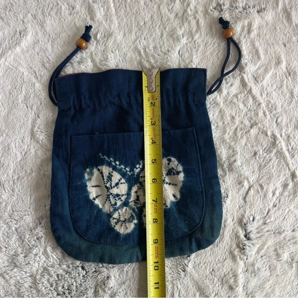 Blue Butterfly Drawstring Bag
